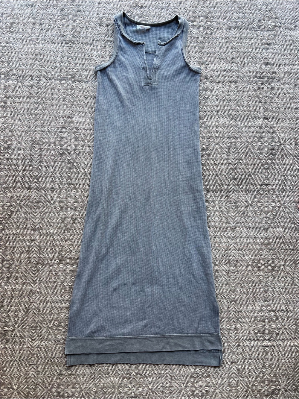 Daily Practice Anthropologie Waffle Knit Tank Maxi Dress XS Gray Taupe Sleeveles